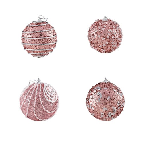 Boules de Noël roses 4 pcs G3098