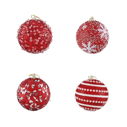 Boules de Noël rouges 4 pcs G3095