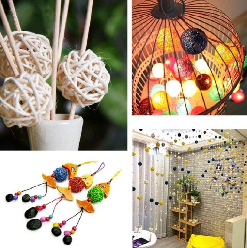Boules décoratives en osier 6 pcs