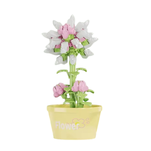 Bouquet of Large-Flowered Triplets 5 x 4.3 x 8.2 cm 91 pcs Mini Micro Building Set DIY Flower Blocks Creative Kit for Children and Adults Decoration