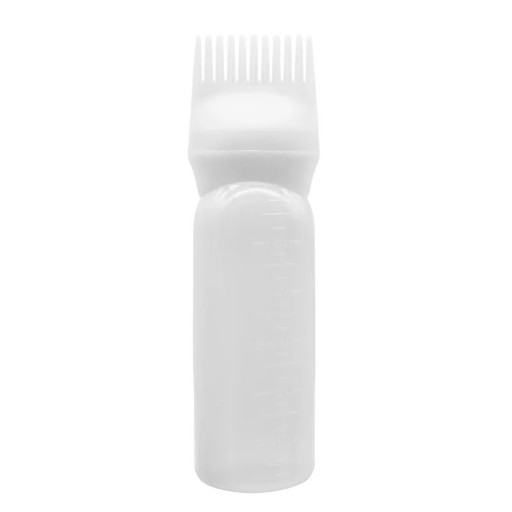 Bouteille applicatrice en plastique avec peigne 17x4,5 cm Applicateur de salon pour huile et couleur Fournitures professionnelles pour coiffeurs et barbiers