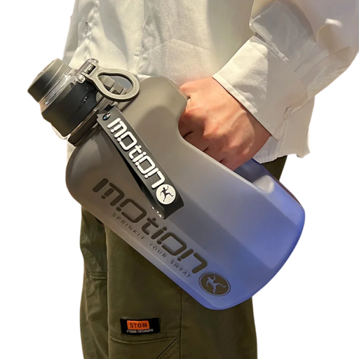 Bouteille d'eau à grande capacité avec paille 2,2 l Bouteille de sport avec poignée Bouteille en plastique résistante pour les voyages et le fitness Bouchon étanche