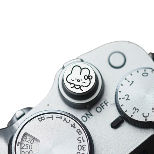 Bouton de déclenchement en métal 1,5 cm Rond argenté avec motif de lapin pour Sony A7C2 Fujifilm XT50 X100VI Xhalf XM5 XE4 Nikon ZF Leica