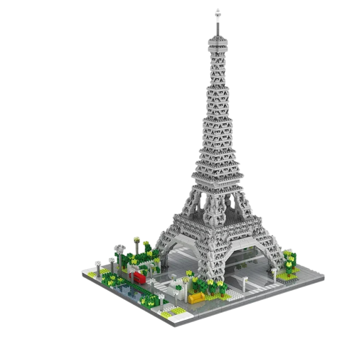 Bouwpakket grijze Eiffeltoren 41,5x28x24 cm Opvouwbaar model met LED-licht Decoratief bouwpakket met achtergrondverlichting Creatief speelgoed voor kinderen en volwassenen