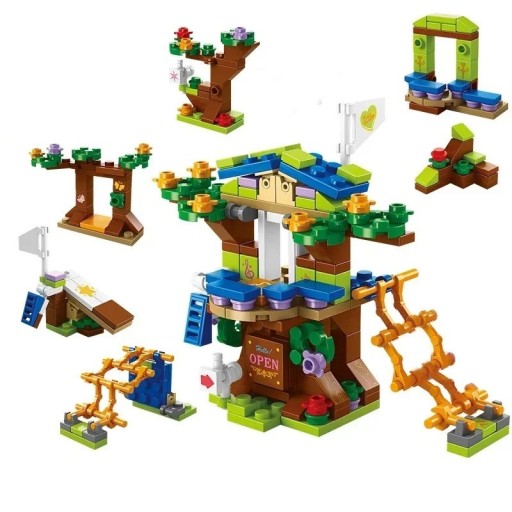 Bouwset boomhut 12 x 6,5 x 10 cm 152 onderdelen 6-in-1 Creatieve puzzel met meerdere bouwmogelijkheden