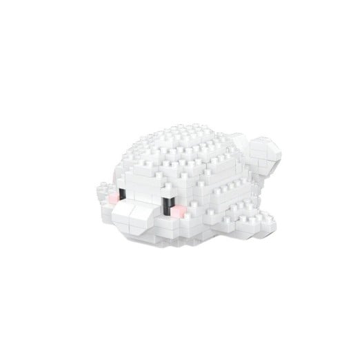 Bouwset kleine witte zeehond 8 x 8 x 3,5 cm 215 stukjes Schattig polair figuurtje Zeehond van blokjes voor creatief bouwen