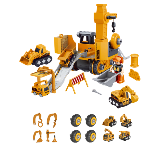 Bouwset van vrachtwagens met graafmachine 20 x 19 x 13 cm Vouwbare werkmachine met schroevendraaier Educatieve bouwset voor kinderen Demontabele
