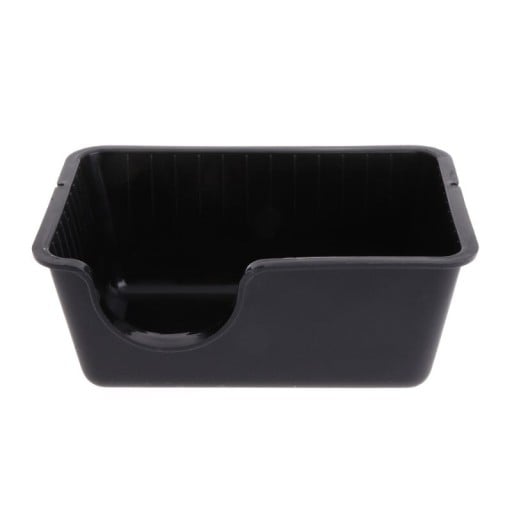 Box voor reptielen in het terrarium Zwarte plastic schuilplaats met een halfronde ingang en afgeronde hoeken Afmetingen 13,8 x 9,5 x 6 cm