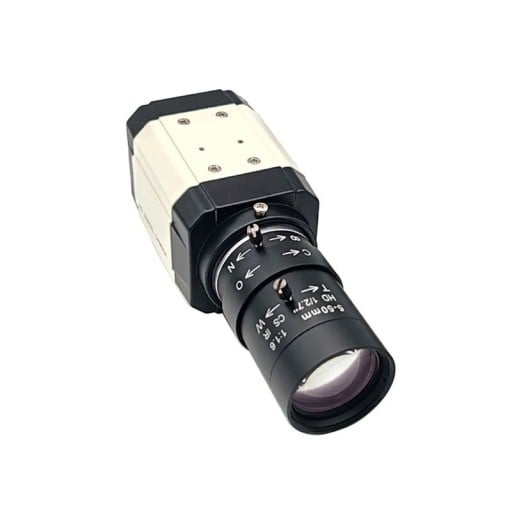 Boxová webová kamera 4 MP se standardem UVC a ručním teleobjektivem 5–50 mm se závitem CS pro Android Linux Windows i MAC bílá