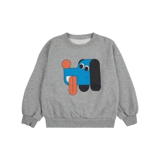 Boys' Grey Sweatshirt with Dog Print and Round Neck for Boys