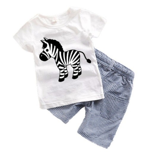 Boys' Set - T-Shirt with Zebra and Shorts