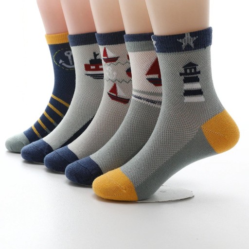 Boys' Socks with Nautical Motifs - 5 Pairs
