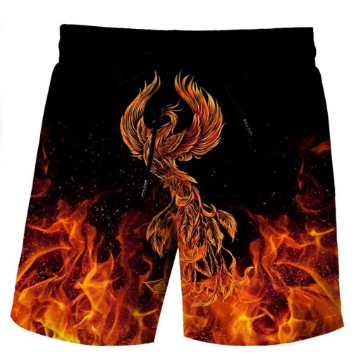 Boys' Swim Shorts with Dragon Print and Pockets Polyester Quick-Drying Summer Beach Shorts