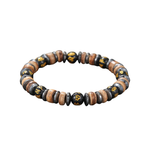 Bracciale da uomo in legno con perline decorative diametro 17 cm legno nero e marrone per uso quotidiano