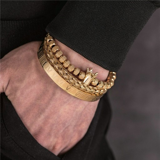 Bracciale multilivello da uomo con corona
