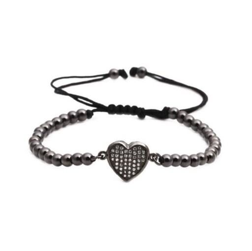 Braccialetto da donna con cordino, perle e cuore