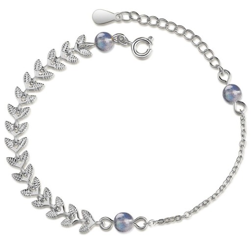Bracelet en chaîne pour femme avec perles et feuilles