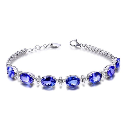 Bracelet en chaîne pour femmes avec des pierres bleues P168