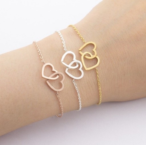 Bracelet en chaîne pour femmes cœurs entrelacés
