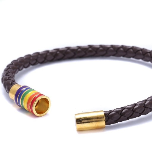Bracelet en cuir arc-en-ciel