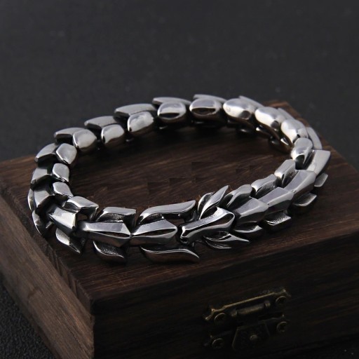 Bracelet massif pour homme avec dragon