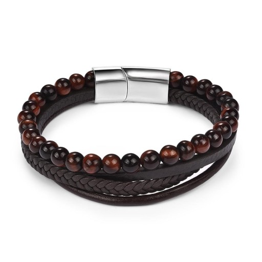 Bracelet multiple pour homme avec perles