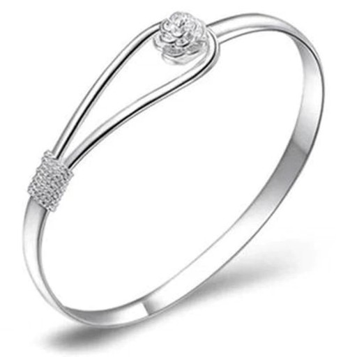 Bracelet ouvert pour femme avec fleur
