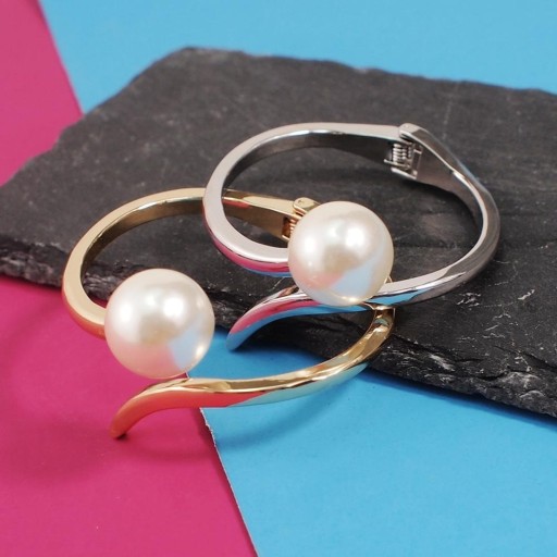 Bracelet ouvert pour femme avec perle H552