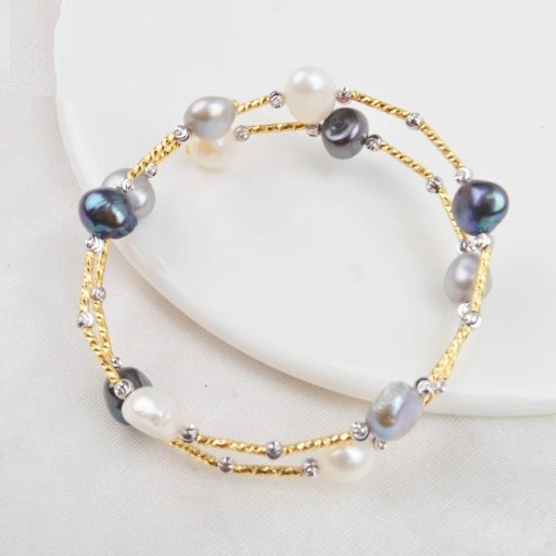 Bracelet ouvert pour femme avec perles H147