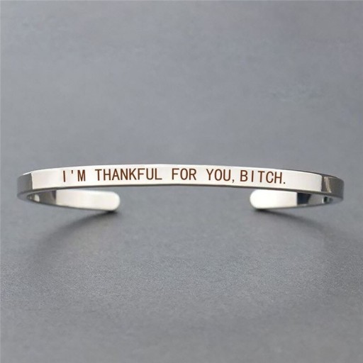 Bracelet ouvert pour femmes avec inscription H386