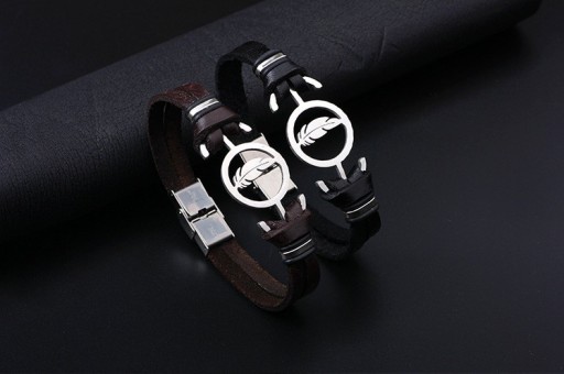 Bracelet pour femmes en cuir véritable avec plume J550