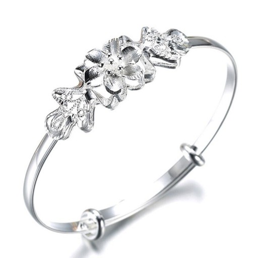 Bracelet rigide pour femme avec fleur