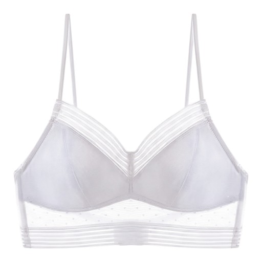 Braletka da donna con schiena bassa e scollatura a V in rete a pois e spalline sottili da indossare sotto abiti e top con schiena