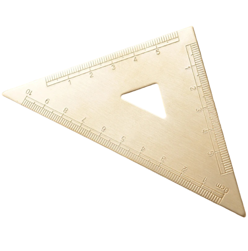 Brass Right-Angle Triangle for Students Metal Drawing Triangle Retro School Ruler