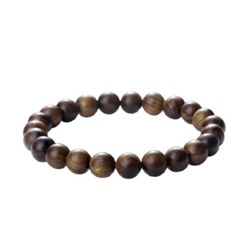 Brăţară unisex din lemn cu mărgele de 8 mm lungime 19 cm culoare maro închis naturală brăţară elastică pentru purtare zilnică