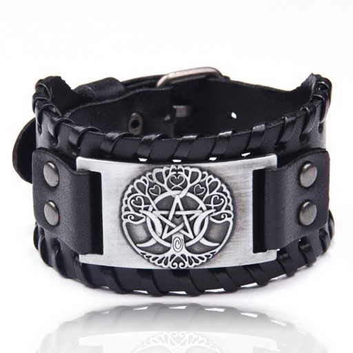 Brede leren herenarmband H207