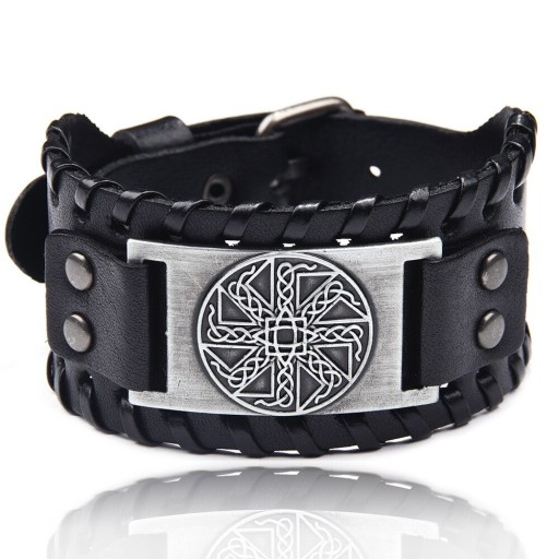 Bredt läderarmband för män H207