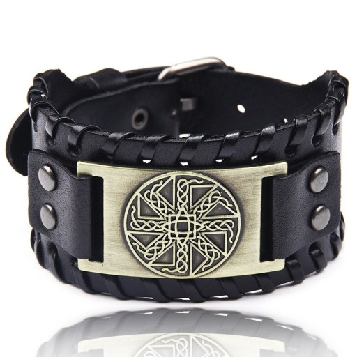Bredt läderarmband för män H207