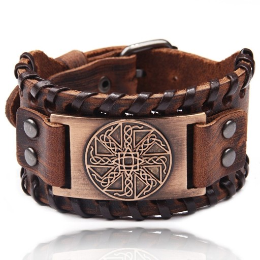 Bredt läderarmband för män H207