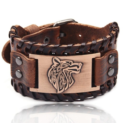 Bredt läderarmband för män H207