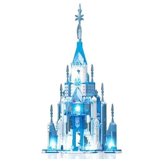 Bricolage du château de glace 25,6 x 18 x 48 cm 732 pièces Château lumineux Frozen Château magique avec lumières LED Bricolage pour enfants Âge 6+