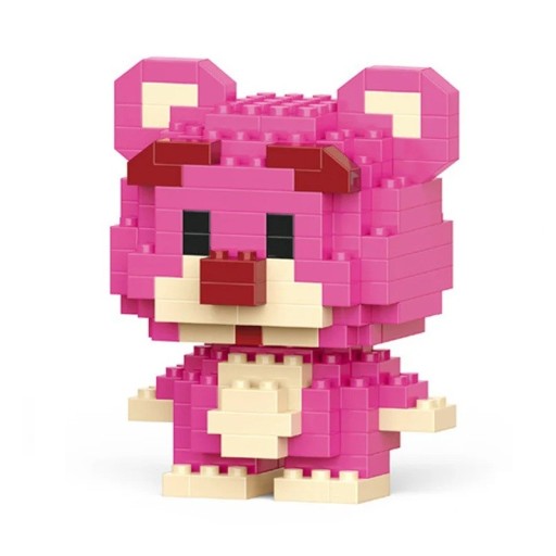 Bricolage pour enfants ours rose 4,8 x 4 x 6,2 cm 151 pièces Modèle en blocs Jouet créatif pour enfants Décoration mignonne Cadeau d'anniversaire