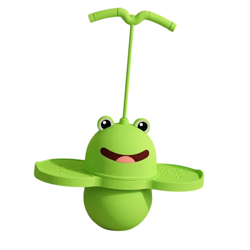 Brincolín para niños con asa y diseño de rana 80 x 38 cm verde para el desarrollo del equilibrio y la fuerza durante el juego al aire libre en el jardín y en casa