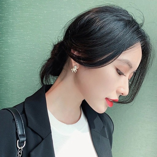 Brincos de pressão femininos com zircónias H738