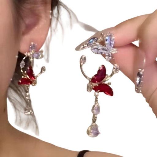 Brincos longos pendentes de zircão para mulheres com design de borboleta para casamentos, festas e uso diário