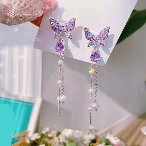 Brincos pendentes femininos com borboletas G1002