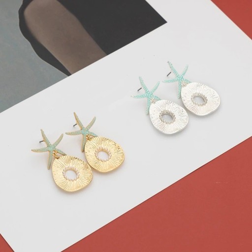 Brincos pendentes femininos com estrela do mar