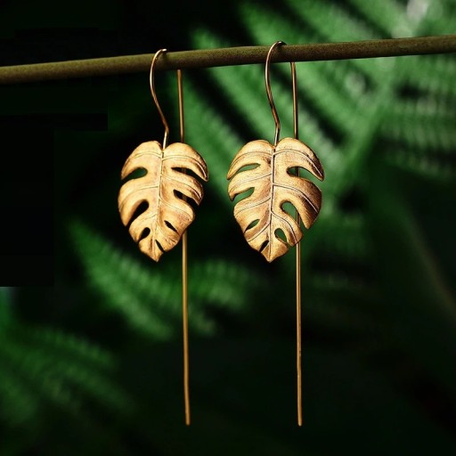 Brincos pendentes femininos em forma de folha