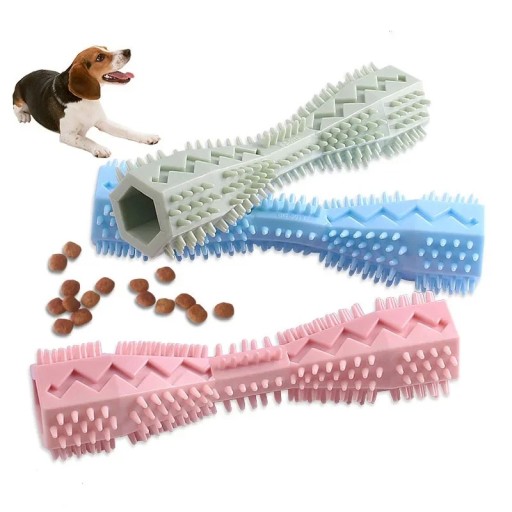 Brinquedo de borracha resistente para cães e gatos em forma de escova de dentes 14,2 x 3,6 cm colorido