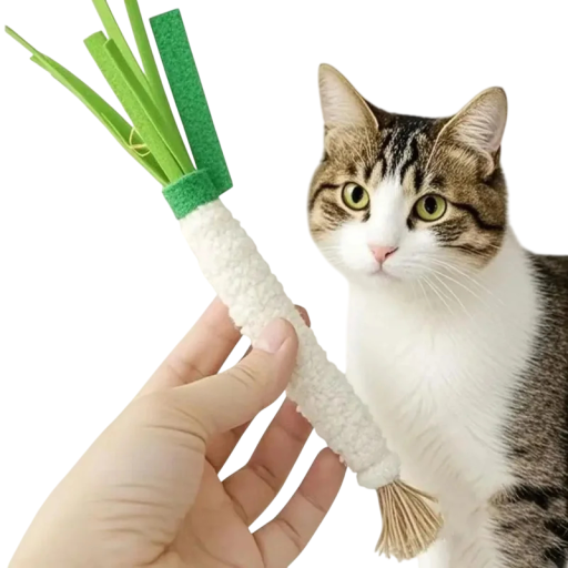 Brinquedo de mastigar para gatos 22 cm Forma de cebola verde Brinquedo interativo de roer para gatinhos e gatos adultos para brincar e cuidar dos dentes